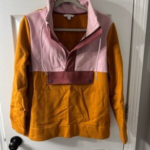 L.L. Bean Women's Pink and Orange Cowl Neck Sweater